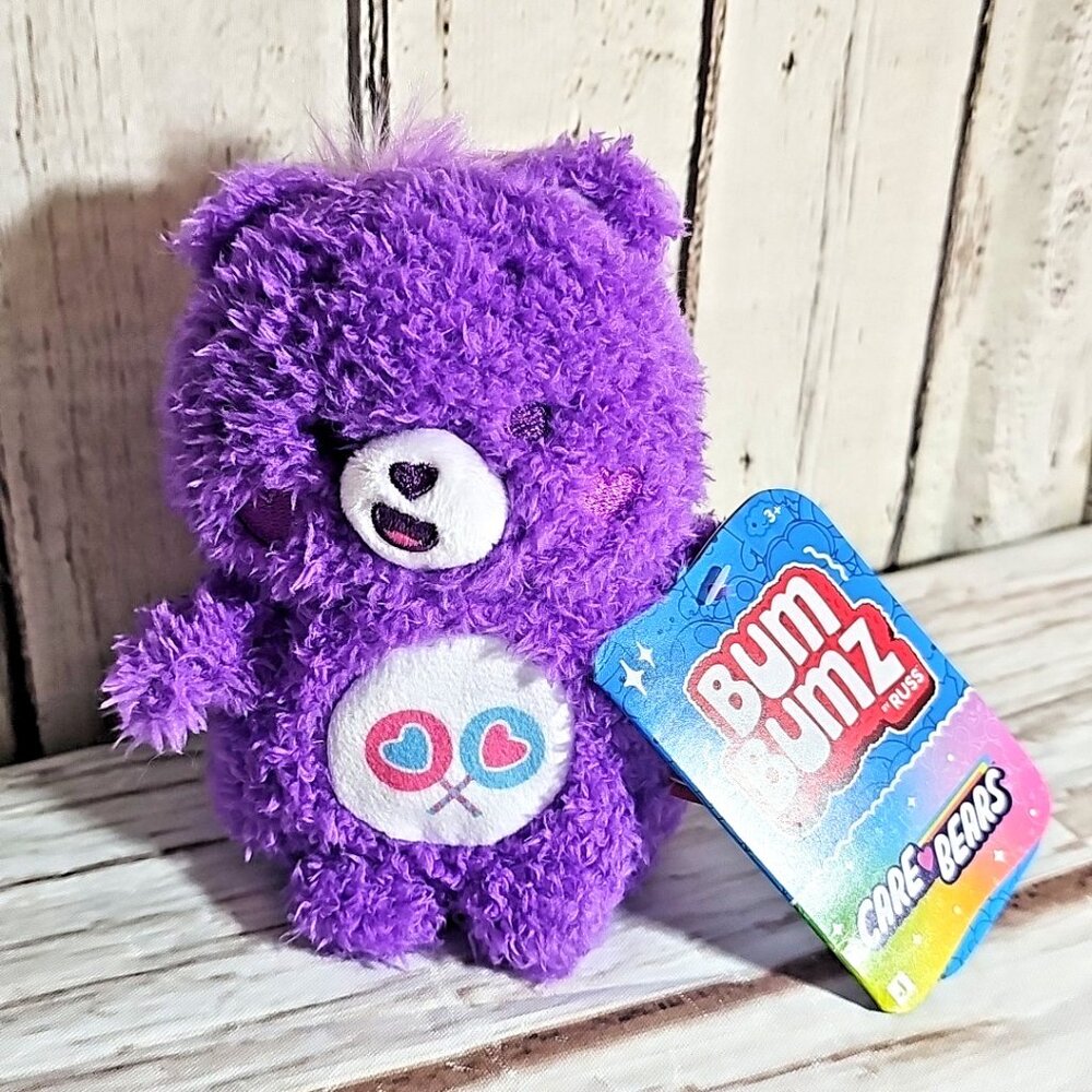 Care Bears BumBumz Share Bear Purple 4.5" Plush NEW NWT Bum Bumz